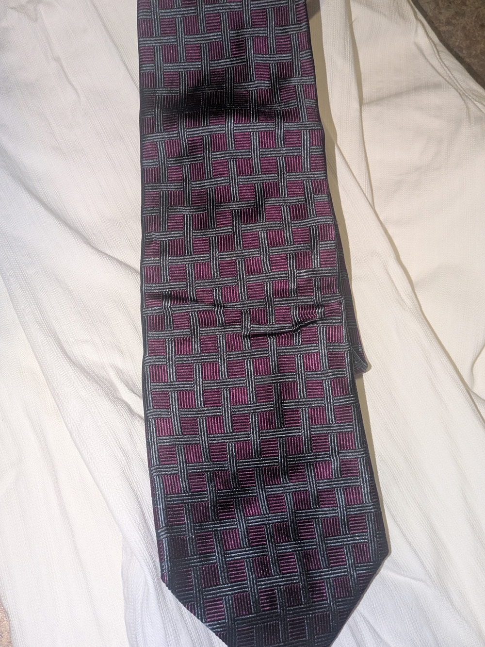 Men's Purple Basketweave Pattern Silk Tie